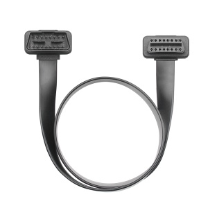 Cablu prelungitor OBD2 Techstar 16 pini, panglica plata 60 cm, vedere frontala simetrica a mufelor