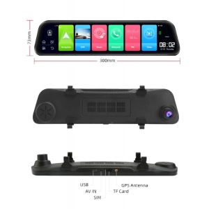 Camera Auto Dubla Tip Oglinda T41S , Android 8.1, 4G si WiFi, 12" IPS Touch Full HD, Hotspot, ADAS, GPS, Car Assist - Img 2