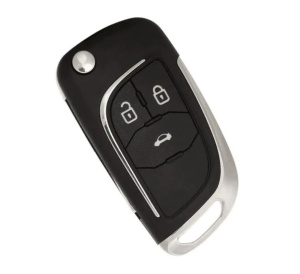 vedere laterala carcasa cheie techstar cromata 3 butoane compatibila opel chevrolet