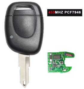 Cheie auto completa cu telecomanda Techstar compatibila cu Renault Clio II, Kangoo, Twingo, Master, 1 buton, 433 MHz, PCF7946 ID46, vedere frontala