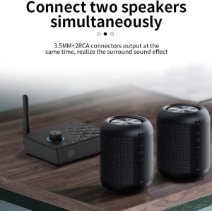 Convertor Audio Digital la Analog Techstar – vedere detaliata spate cu cabluri conectate