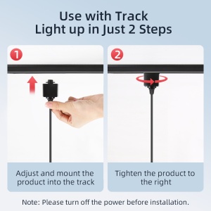 Corp spot LED suspendat pe sina tracklight tip pendul 15W lumina calda 3000K prezentare montaj pe sina