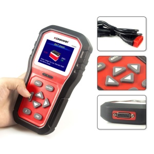 Pachet tester OBD2 KONNWEI KW860 rosu cu manual si cabluri incluse