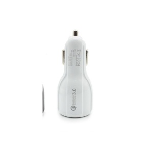 Incarcator Auto Dual 2 USB Techstar® Qualcomm Quick Charge 3.0 Adaptor 9V 2A Bricheta Alb - Img 3
