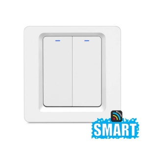 intrerupator smart alb cu doua butoane si iluminare led