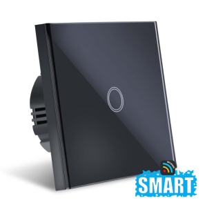 intrerupator smart touch negru cu led si eticheta wireless