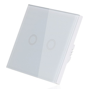 intrerupator touch alb cu doua zone tactile si led indicator