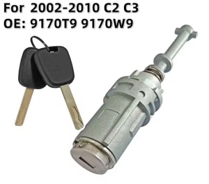 Kit reparatie butuc yala usa stanga fata cu 2 chei pentru Citroen C2 C3 C3 Pluriel C4 (2002–2010), OE 9170T9 9170W9 9170T5 256924