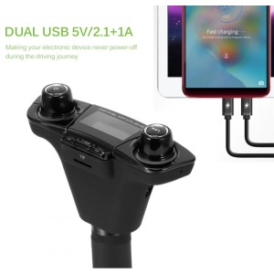 Modulator Transmitator FM Auto Techstar®, BT-06 Bluetooth 5.0, MP3 Player cu dublu USB, MicroSD si Jack 3.5mm - Img 6