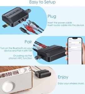 Receiver Bluetooth 5.3 Techstar T59 cu multiple optiuni de conectare audio