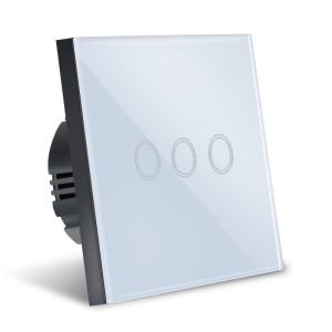 Resigilat Intrerupator Touch Techstar®, Sticla Securizata, Design Modern, Iluminare LED, 3 Faze, Alb - Img 2