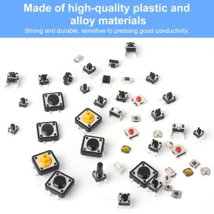 Set 250 Microintrerupatoare Tactile Push Button, 25 Tipuri, Microbutoane pentru Telecomenzi Auto, Circuite PCB si Electronice, Cutie Organizatoare si Penseta - Img 6