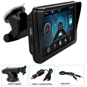 Sistem Multimedia Techstar® Apple Carplay/Android 7094P, Ecran Tactil, 7 Inch 1080P Full HD, Bluetooth, Mirror Link/Card TF/USB/AUX, Negru - Img 11