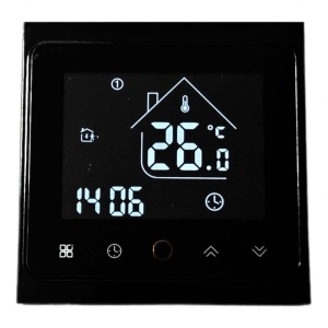 Termostat smart Techstar TH-20W negru afisaj complet iluminat