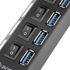 USB Hub Techstar® HB4, 3.0 High Speed, 4 Port USB 3.0, Buton On/Off, Conexiune USB 3.0 de mare viteza, USB - Img 4