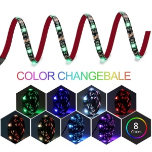 Banda LED Multicolor USB 5050 RGB Flexibila Decorat Exterior Interior 1M Waterproof cu Telecomanda - Img 8