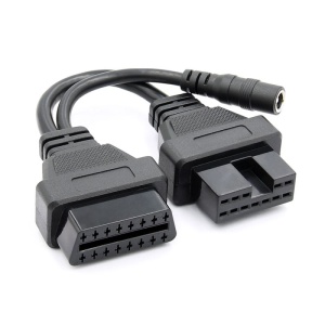 Cablu adaptor Mitsubishi 12 pini la OBD2 16 pini, conectori negri, cablu scurt