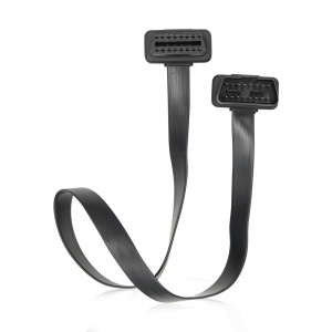 Cablu OBD2 Techstar 60 cm, panglica plata, vedere laterala cu bucla si mufe 16 pini
