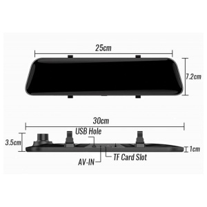 Camera Auto Oglinda cu Touchscreen Techstar® D40, 10 inch, Inregistrare Duala Fata/Spate Marsarier, 1080P FullHD, Unghi de Filmare 170 Grade, Negru - Img 5