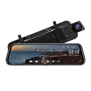 Camera DVR Video Dubla Tip Oglinda Techstar® NPro, cu Night Vision, Inregistrare Ciclica, Camera Marsarier Inclusa, Rezolutie Full HD Si 1080P Spate, - Img 1