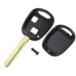 Carcasă cheie auto Mitsubishi cu două butoane și buton de blocare, vedere de aproape