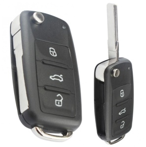 Carcasa cheie auto Techstar tip briceag cu 3 butoane pentru Volkswagen – model pliabil, carcasa nedetasabila