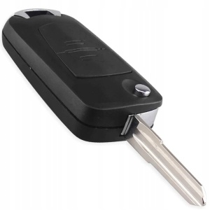 Carcasa cheie transformatoare Techstar upgrade cheie tip briceag flip 2 butoane lama HU46 compatibila Opel Astra G Vectra B Zafira A Corsa C vedere laterala cu lama deschisa