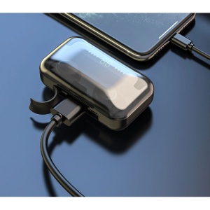Casti F9 Smart Techstar®, Wireless, Bluetooth V5.0, SplashResistent, Touch, iOS, 1200mAh, Android, Negru - Img 10