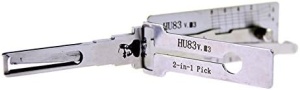 Decodor auto Lishi HU83 v3 detaliu corp si mecanism, pick pentru contact si usa