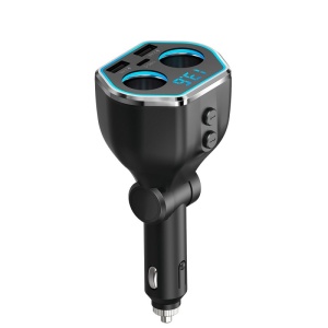 Incarcator Auto Techstar® A21C, Dual USB, Fast Charging, 2 Prize, USB Type C, Compact, Iluminare Ambientala - Img 2