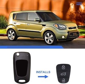 Set 2 membrane cauciuc pentru telecomenzi Hyundai cu masina galbena in fundal