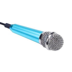 Microfon profesional BM100 Techstar albastru, mufa 3.5mm, karaoke și înregistrare vocală