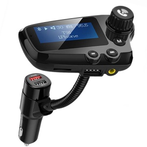 Modulator FM Techstar® T91 NEGRU Quick Charge, AUX, Bluetooth, USB, Micro SD, Transmitator - Img 1