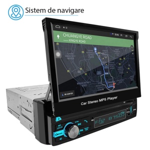 Mp5 Player Auto 1 DIN Techstar® 7100, Ecran Retractabil 7 Inch, Touchscreen, Bluetooth, USB, AUX, TF Card, MirrorLink, Navigatie, Negru - Img 7