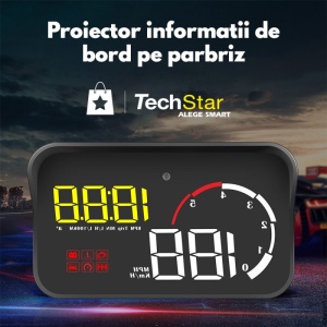 Proiector informatii de bord pe parbriz, Head Up Display Techstar® OBD II, M10, display 3,5 inch, proiectie afisaj bord pe parbriz, turatia, viteza, temperatura apei, kilometrajul - Img 6