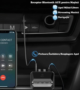 Conectare telefon la Receiver Bluetooth Techstar T59 pentru redare audio wireless