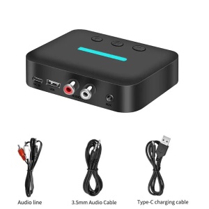 Receptor audio Bluetooth Techstar T88 cu accesorii incluse (cabluri), vedere de sus