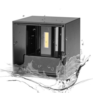 vedere laterala aplica LED Techstar Cube negru exterior IP65 lumina rece