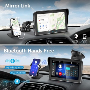 Resigilat Sistem Multimedia Techstar® Apple Carplay/Android, Ecran tactil, 7 inch 1080P Full HD, Bluetooth, Mirror Link/card TF/USB/AUX, Negru - Img 5