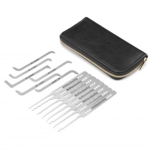 Set 14 Piese Instrumente Lacatuserie Lock Picking, 8 Unelte de Precizie si 6 Chei de Tensionare, Otel Inoxidabil, Trusa pentru Lacate si Incuietori, Husa cu Fermoar - Img 6