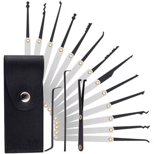 Set 15 Piese Instrumente Lacatuserie Lock Picking, Trusa Unelte Metalice pentru Lacate si Incuietori, Instrumente de Precizie pentru Antrenament si Reparatii - Img 1