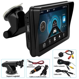 Sistem Multimedia Techstar® Apple Carplay/Android 7094P, Ecran Tactil, 7 Inch 1080P Full HD, Bluetooth, Mirror Link/Card TF/USB/AUX, Negru - Img 12