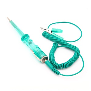 tester circuite auto verde cu cablu spiralat si cleste crocodil
