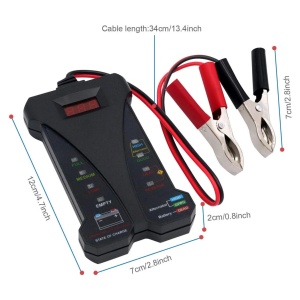 Tester electronic pentru baterii auto 12V cu afisaj voltmetru si analiza sistem incarcare alternator