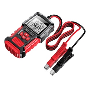 Tester portabil baterii Foxsur FBT-300 cu clesti de conectare rosii si negri