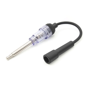 Tester scânteie cu conectori tip bujie și papuc, prim-plan