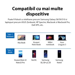 Hub USB-C Techstar DJ3IN1 compatibil MacBook, Windows si Android