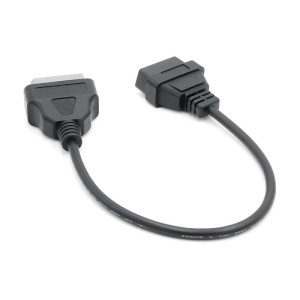 Cablu diagnostic Nissan 14 pini la OBD2, vedere din față, conectori negri
