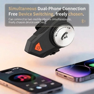 Techstar MotoCom Bluetooth 5.4 cu conectare Dual Phone pentru doua telefoane
