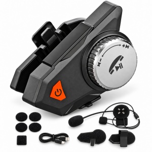 Casca Moto Bluetooth 5.4 Techstar MotoCom, Hands-Free, Microfon si Difuzoare, Dual Phone, IPX6, Baterie 700 mAh, Autonomie pana la 12 ore, USB-C, Navigatie si Asistent Vocal